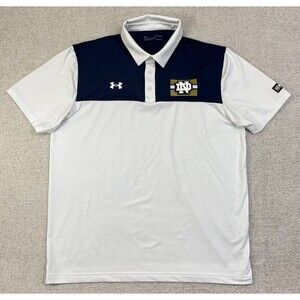 Notre Dame Fighting Irish Polo Shirt Men's XL Under Armour White Golf NCAA